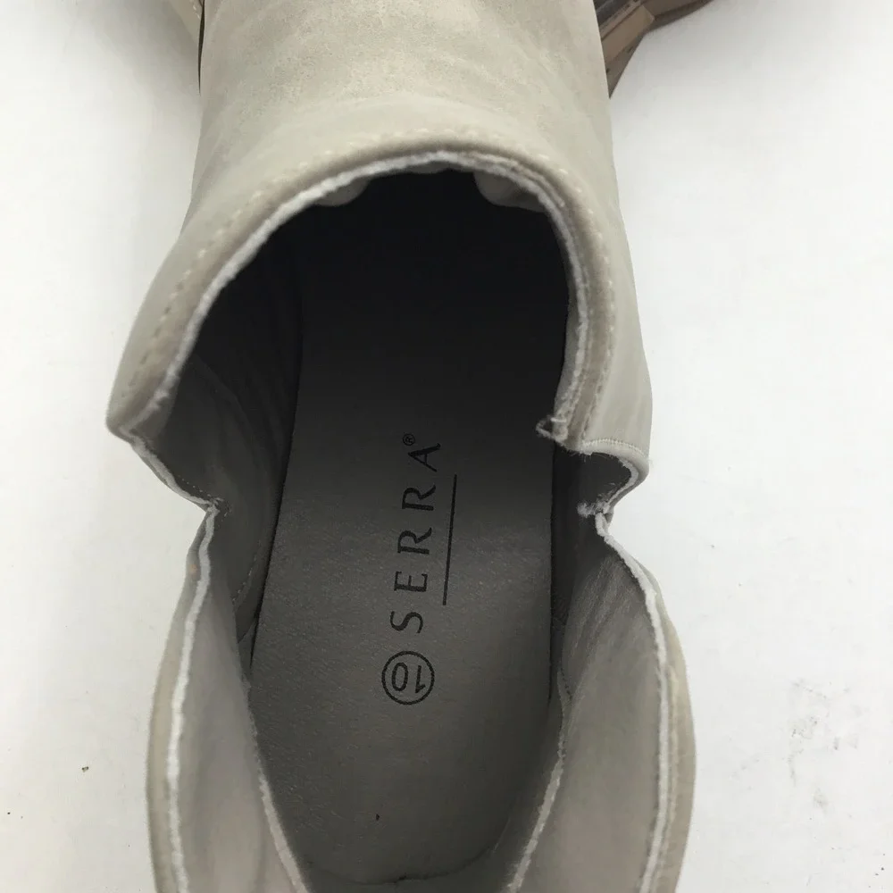 Serra Womens Side Cutout Ankle Booties Light Gray Taupe Pointed Toe Size 10